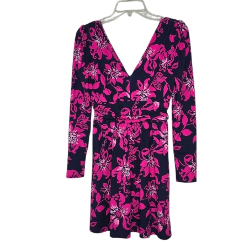 ​Lilly Pulitzer Mariana Long Sleeve Dress - Navy/Pink Floral XS